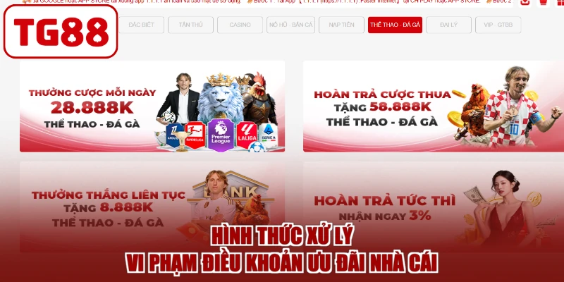 Hình thức xử lý vi phạm điều khoản ưu đãi nhà cái